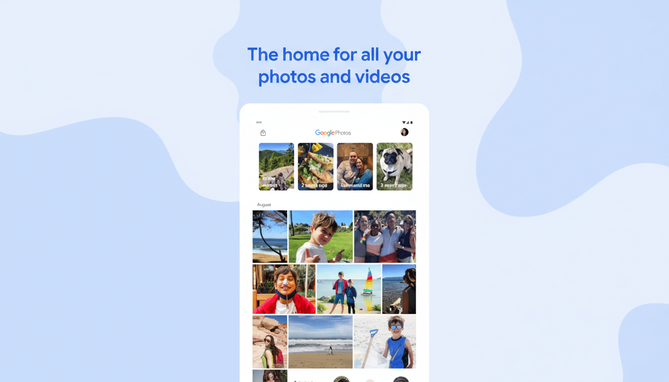 Google Photos interface showing toggle to switch search modes