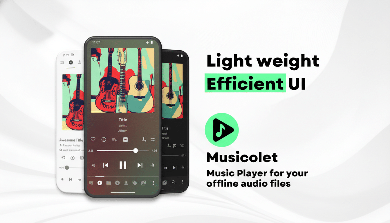 Best Android music player apps displayed on a smartphone with headphones