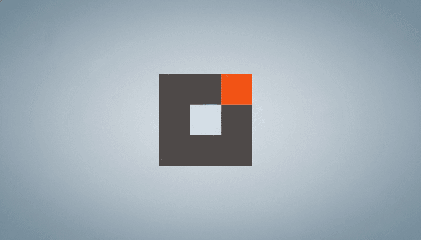 A professional flat design background with soft gradients featuring a dark gray square with a white square cutout in the center and a smaller orange square in the top right corner.