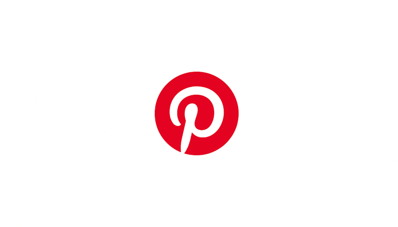 The Pinterest logo, a white stylized P inside a red circle, centered on a white background with a 16:9 aspect ratio.