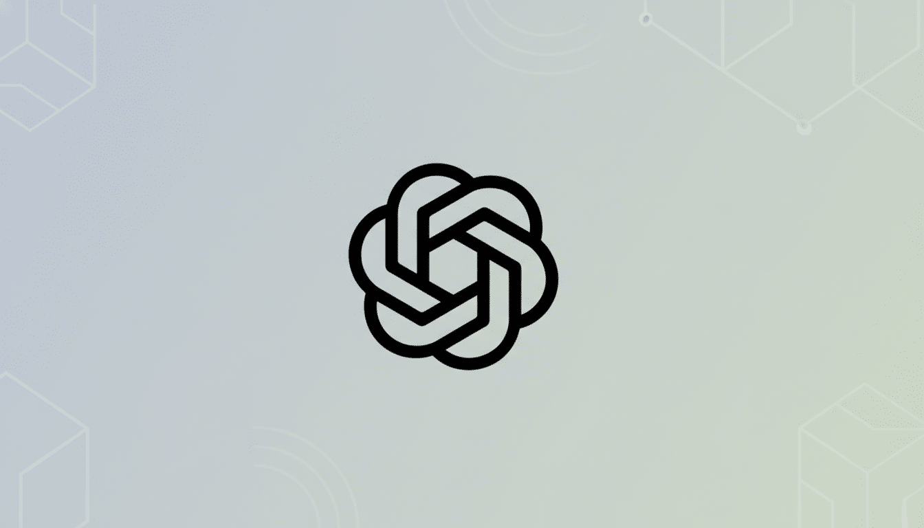 A black, stylized knot-like logo with six interconnected loops forming a central hexagon, set against a professional light gray background with subtle geometric patterns.