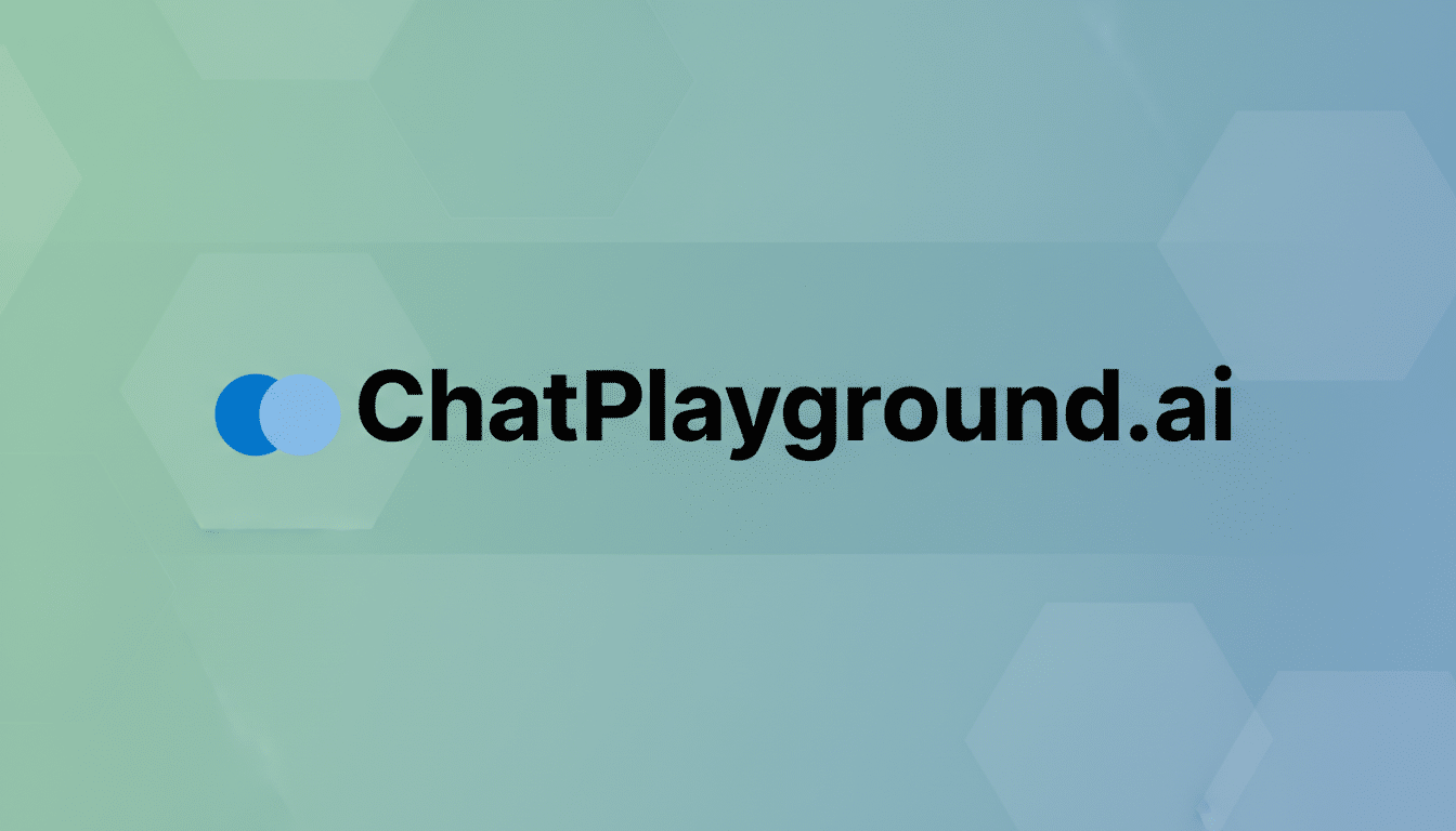 The ChatPlayground.ai logo, featuring two overlapping blue circles to the left of the text ChatPlayground.ai in black, presented on a professional 16:9 aspect ratio background with a soft green and blue gradient and subtle hexagonal patterns.