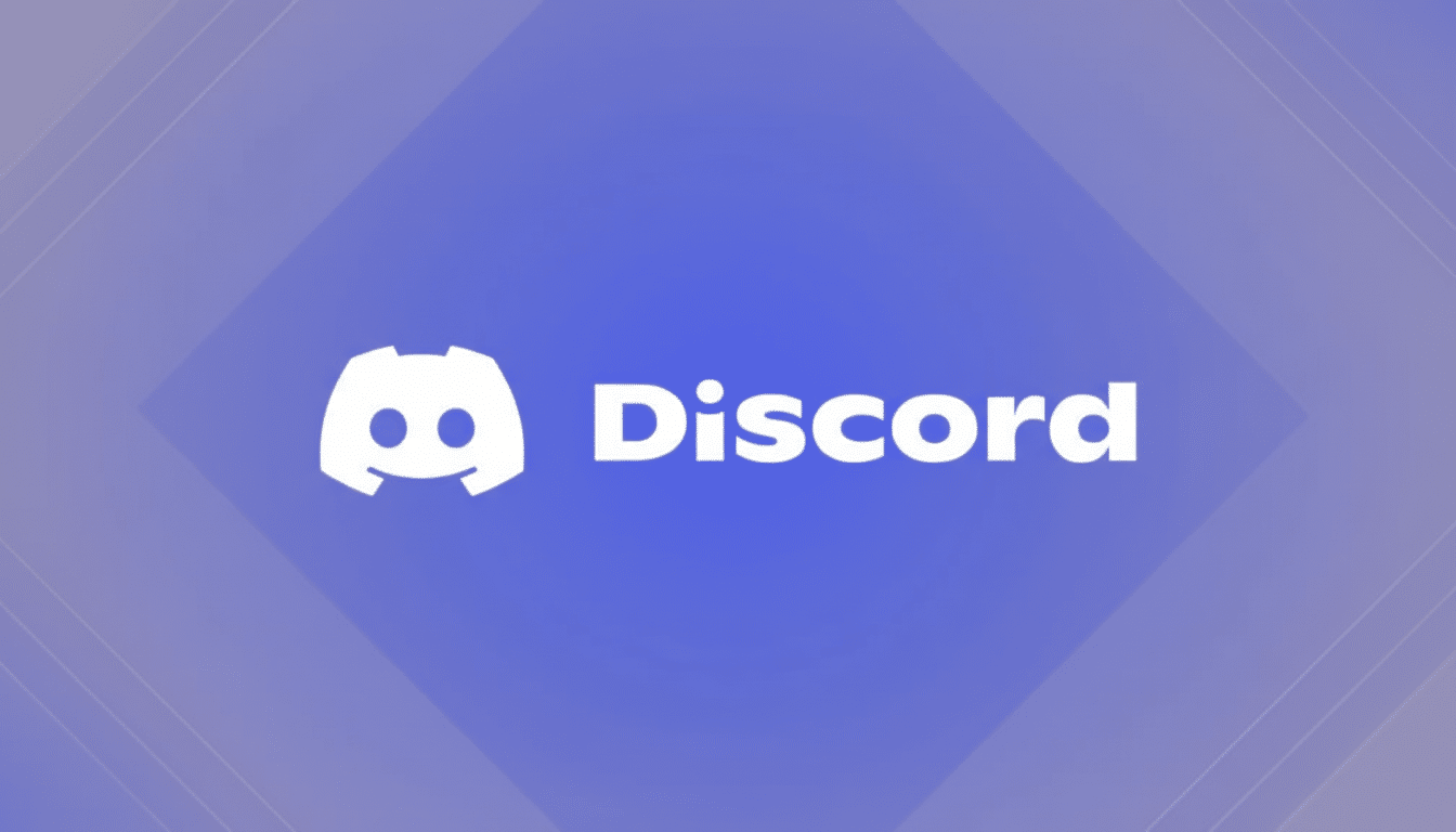 The Discord logo and wordmark in white on a purple background with a subtle geometric pattern.