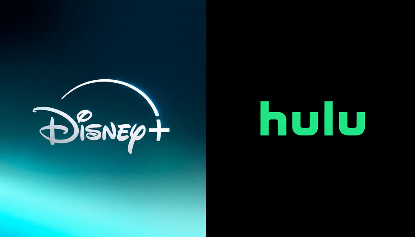 The Disney+ logo on a gradient blue background next to the Hulu logo on a black background, resized to a 16:9 aspect ratio.