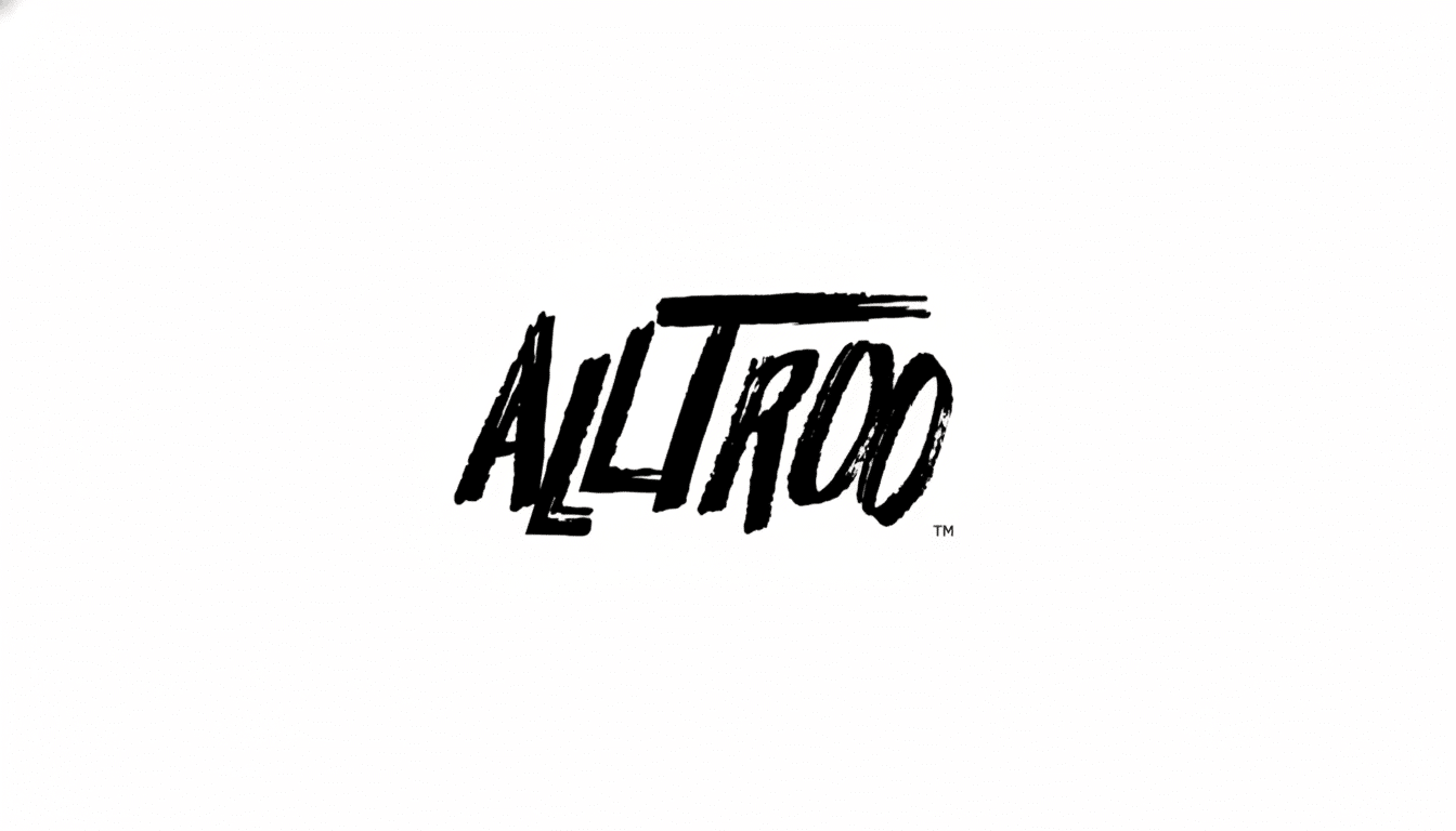 The Alltroo logo, featuring a stylized, brushstroke-like font in black on a white background, resized to a 16:9 aspect ratio.