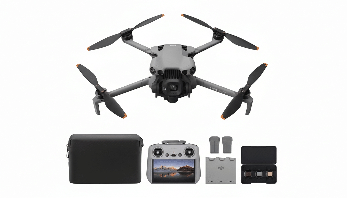 DJI Mini 5 Pro Fly More Combo with drone, RC controller, extra batteries, charging hub