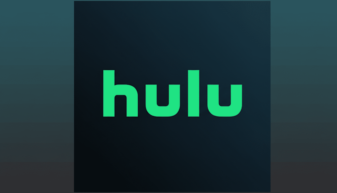 The Hulu logo, featuring the word hulu in bright green lowercase letters, centered on a dark teal background, with a subtle gradient on the surrounding white space.