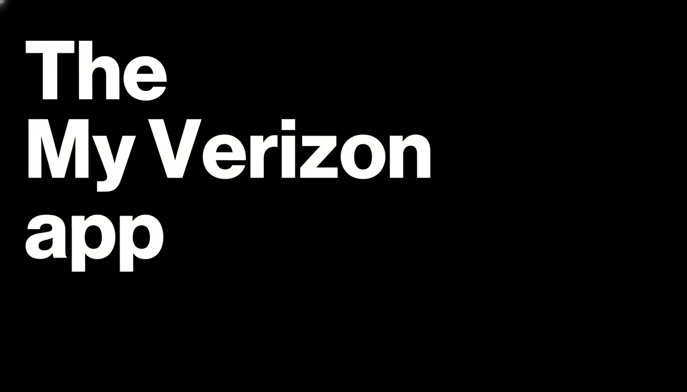 The My Verizon app text on a black background, resized to a 16:9 aspect ratio.
