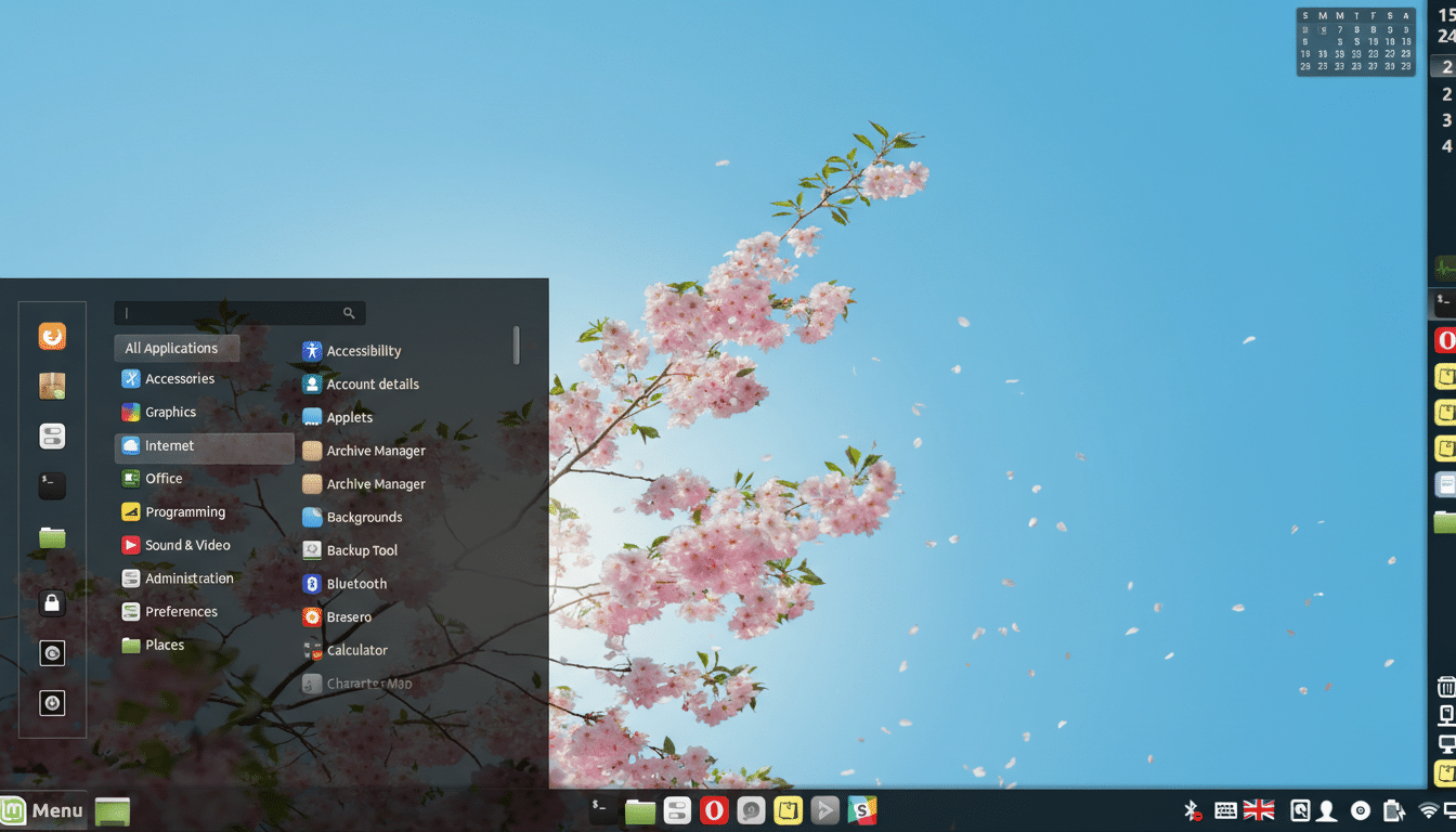 Elegance Linux desktop showcasing multimedia tools and polished interface