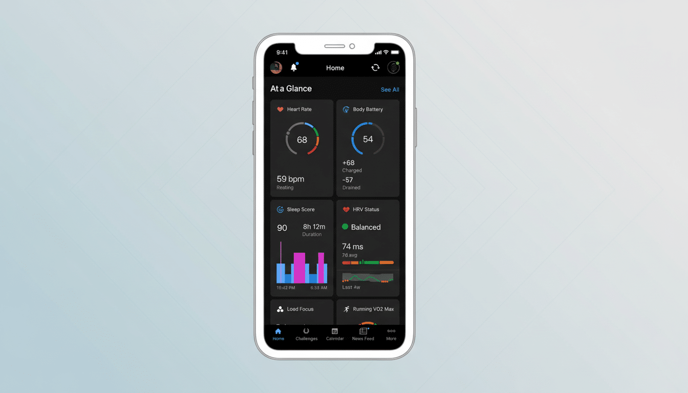 A smartphone displaying a health tracking app interface, resized to a 16:9 aspect ratio with a professional flat design background featuring soft patterns and gradients.