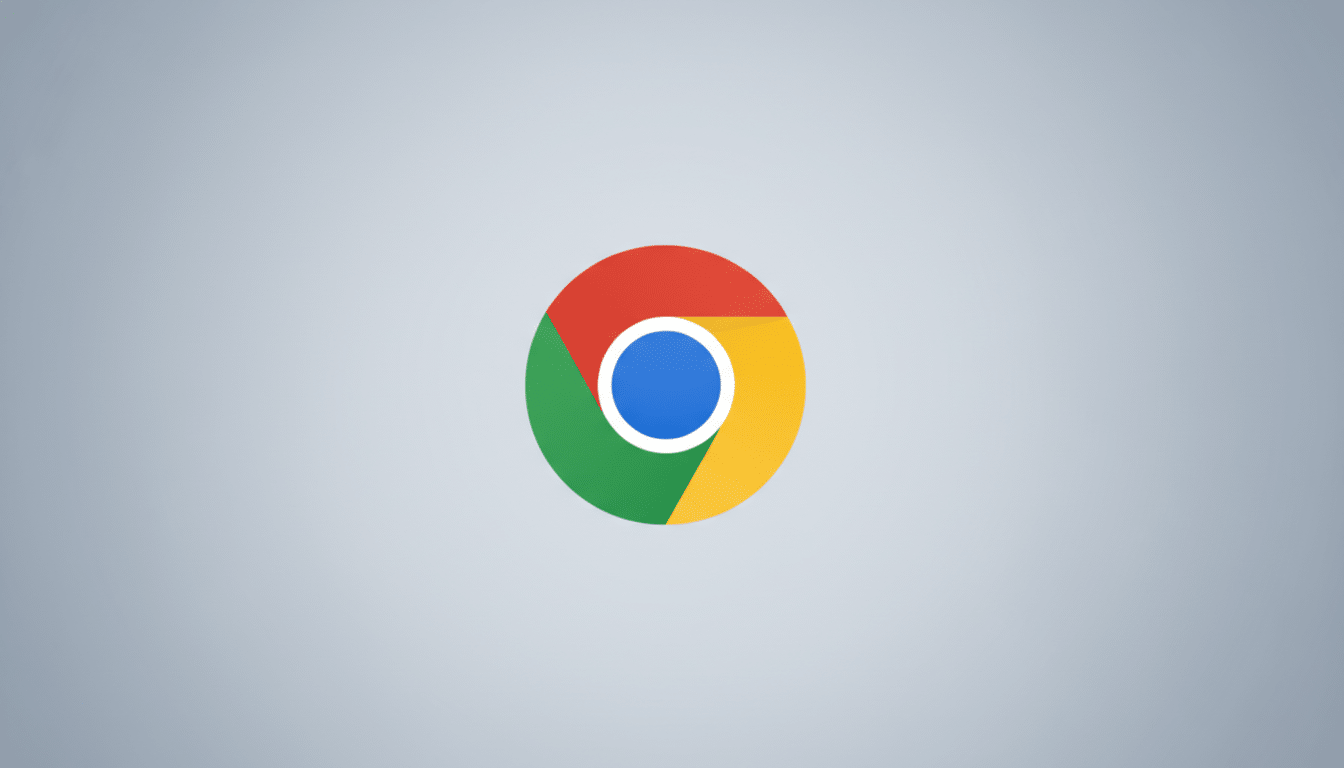 The Google Chrome logo, a colorful circle with red, yellow, and green segments surrounding a blue circle, centered on a light gray background with a subtle gradient.