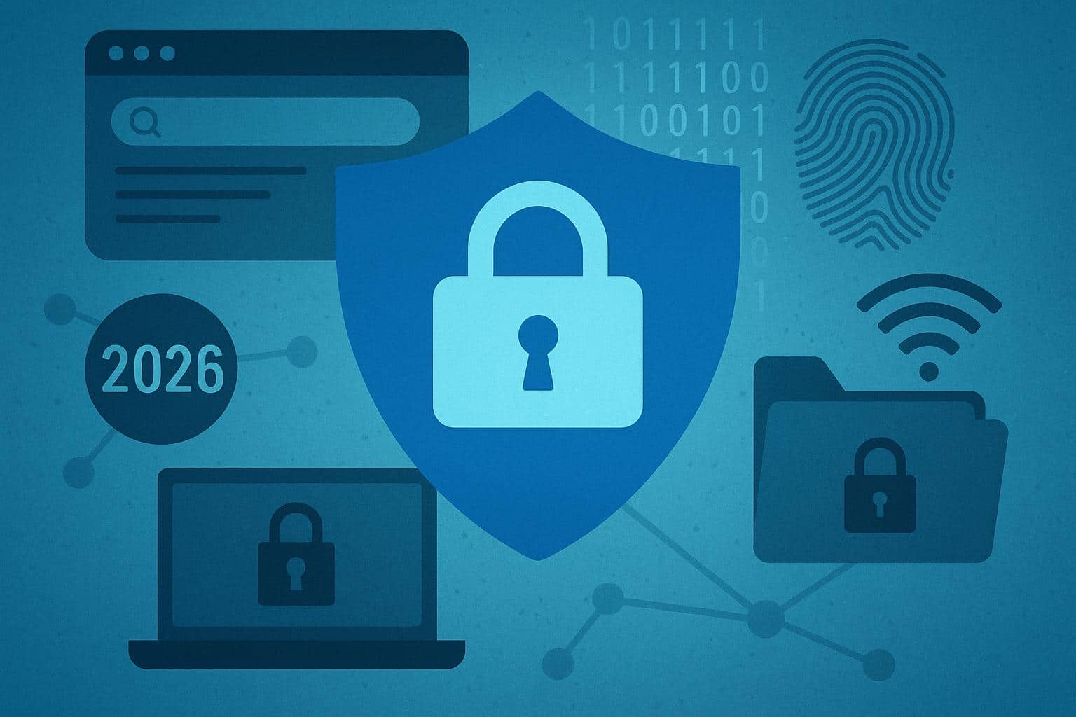 Firewall shield protecting personal data and digital privacy in an interconnected online environment