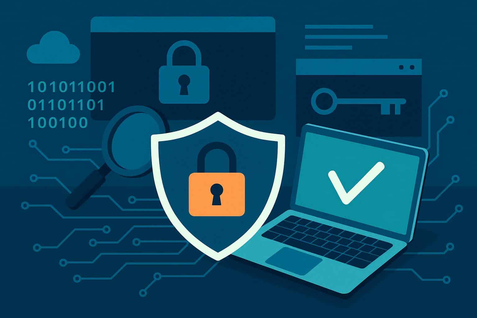 Network security audit with digital shield representing modern penetration testing methods