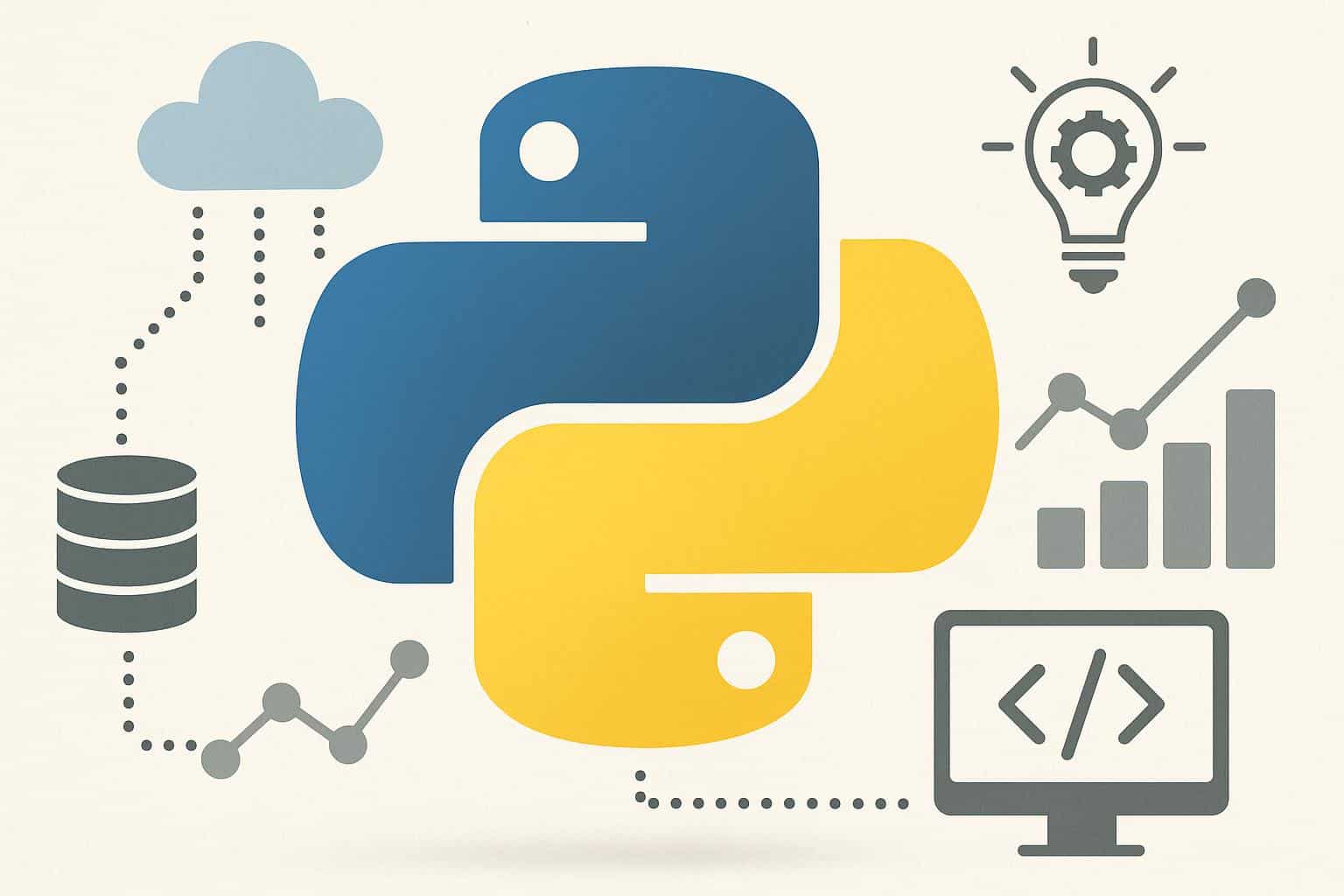 Python programming language concept illustration symbolizing practical problem solving