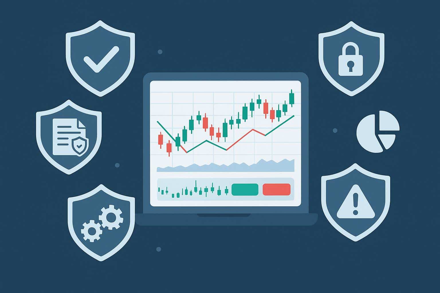Modern trading platform dashboard showcasing security features and risk-reducing tools.