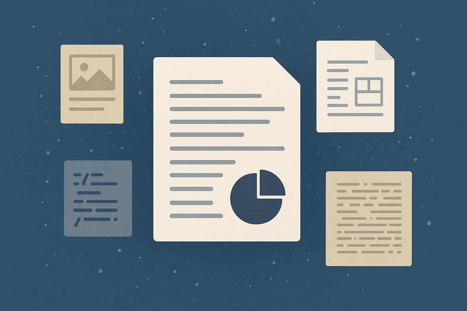 Various types of unstructured documents representing different data complexities and formats