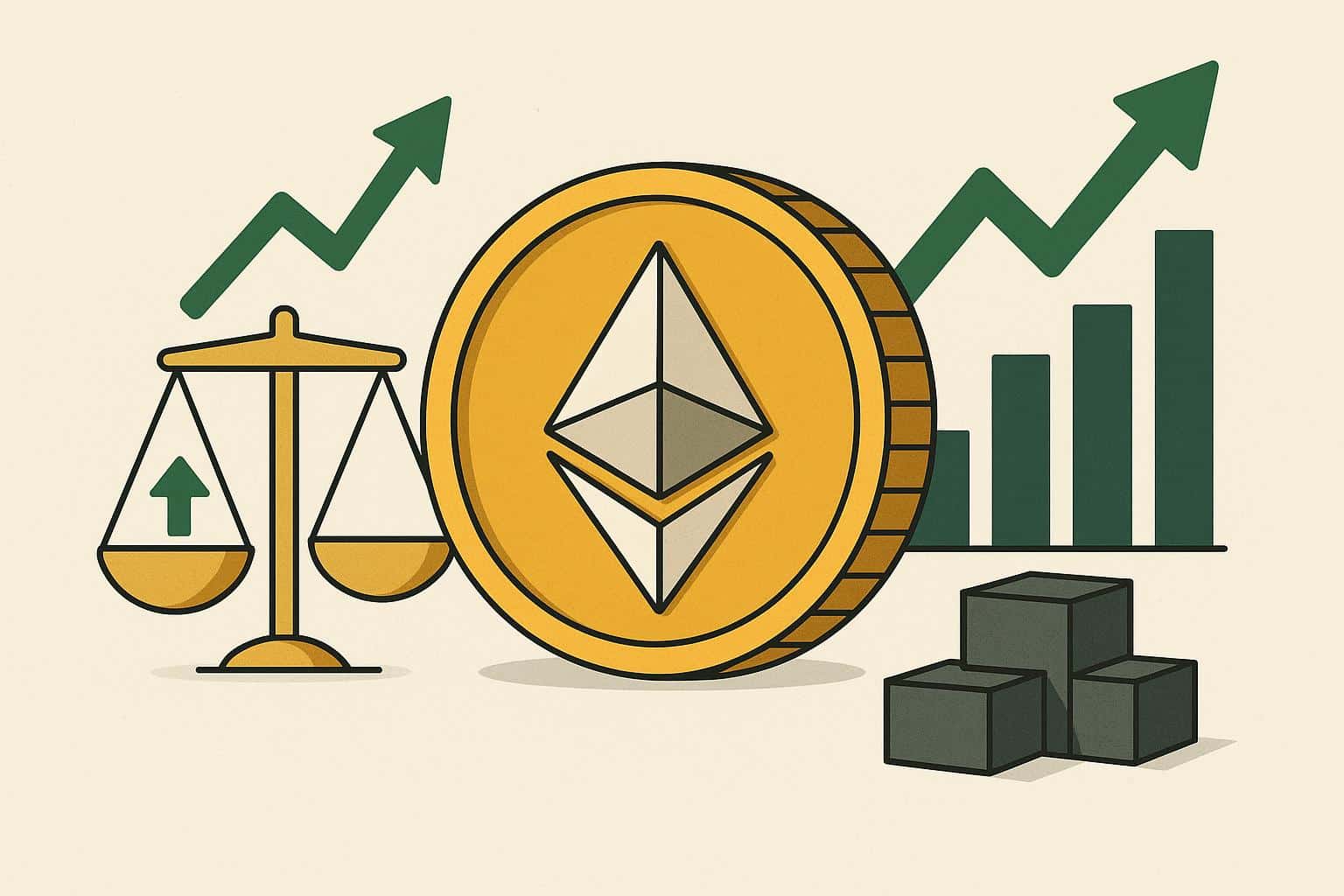 Ethereum coin surrounded by network connections illustrating supply, demand, and price factors