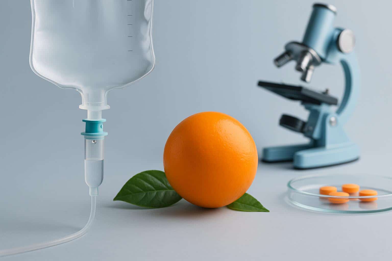 IV vitamin C infusion setup highlighting research in modern medical and clinical contexts