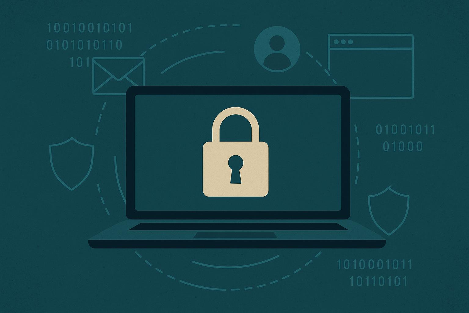Abstract digital lock symbolizing online privacy and data security in a connected world