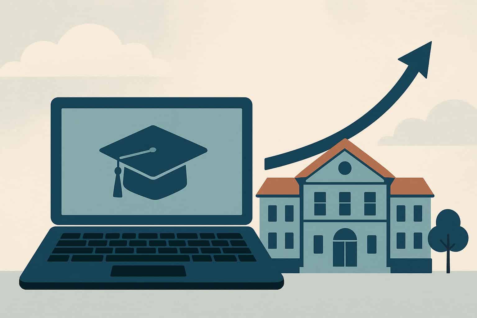 Digital classroom scene illustrating flexible online principal licensure program development