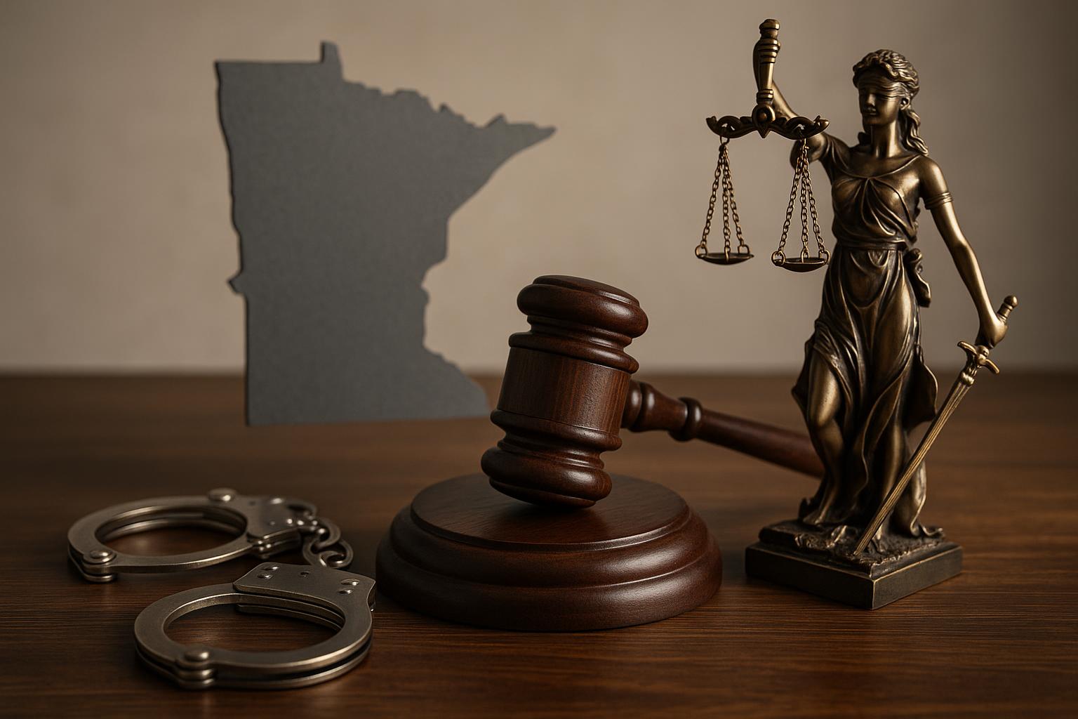Gavel and law books on a desk symbolizing criminal defense law in Minnesota
