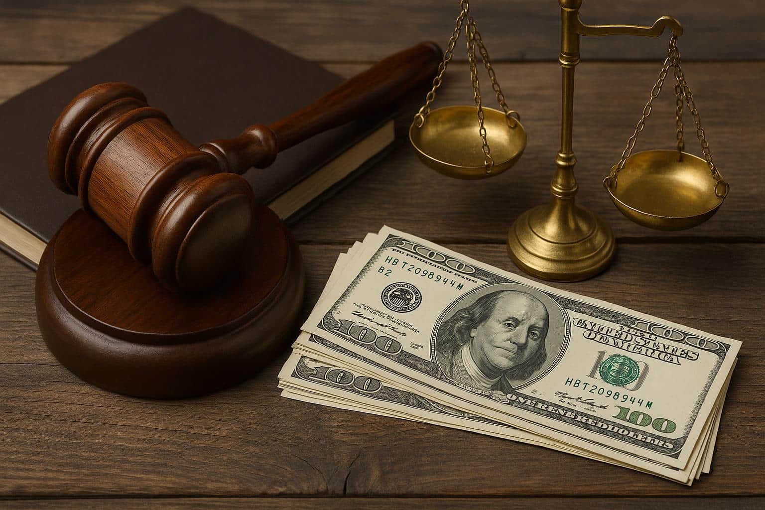 Scales of justice and gavel representing private criminal defense attorney fees in Florida