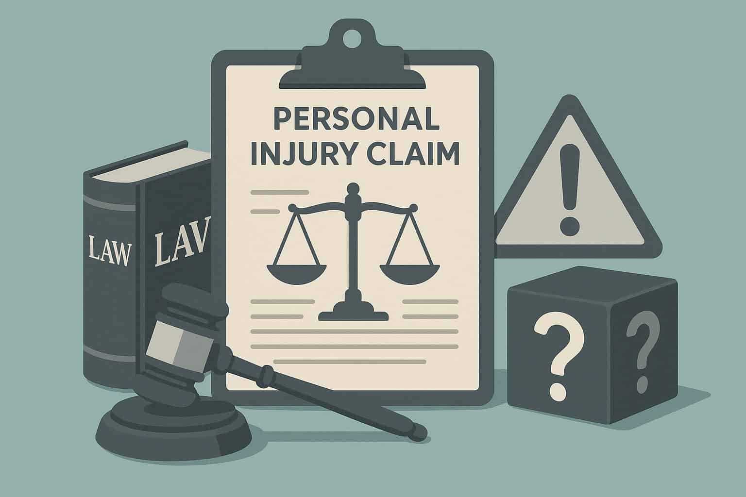 Gavel, legal documents, and scales representing personal injury claim challenges in court
