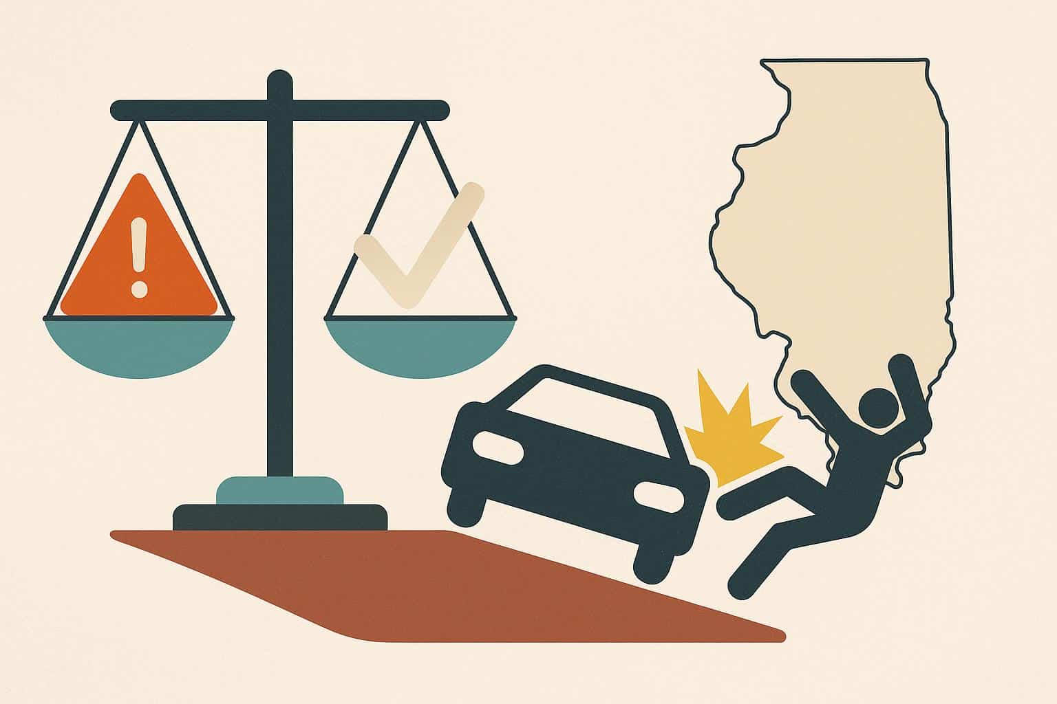 Courtroom gavel and scales of justice symbolizing negligence proof in Illinois personal injury claims