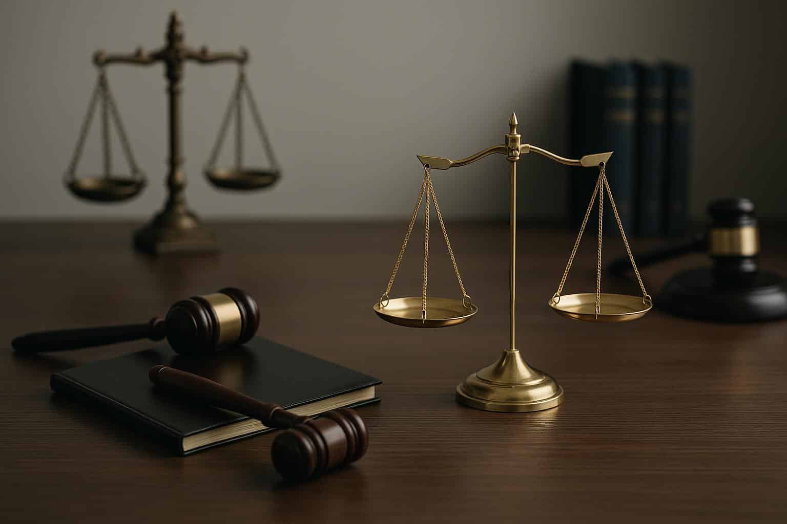 Gavel and briefcase on office desk symbolizing modern white-collar crime legal practice
