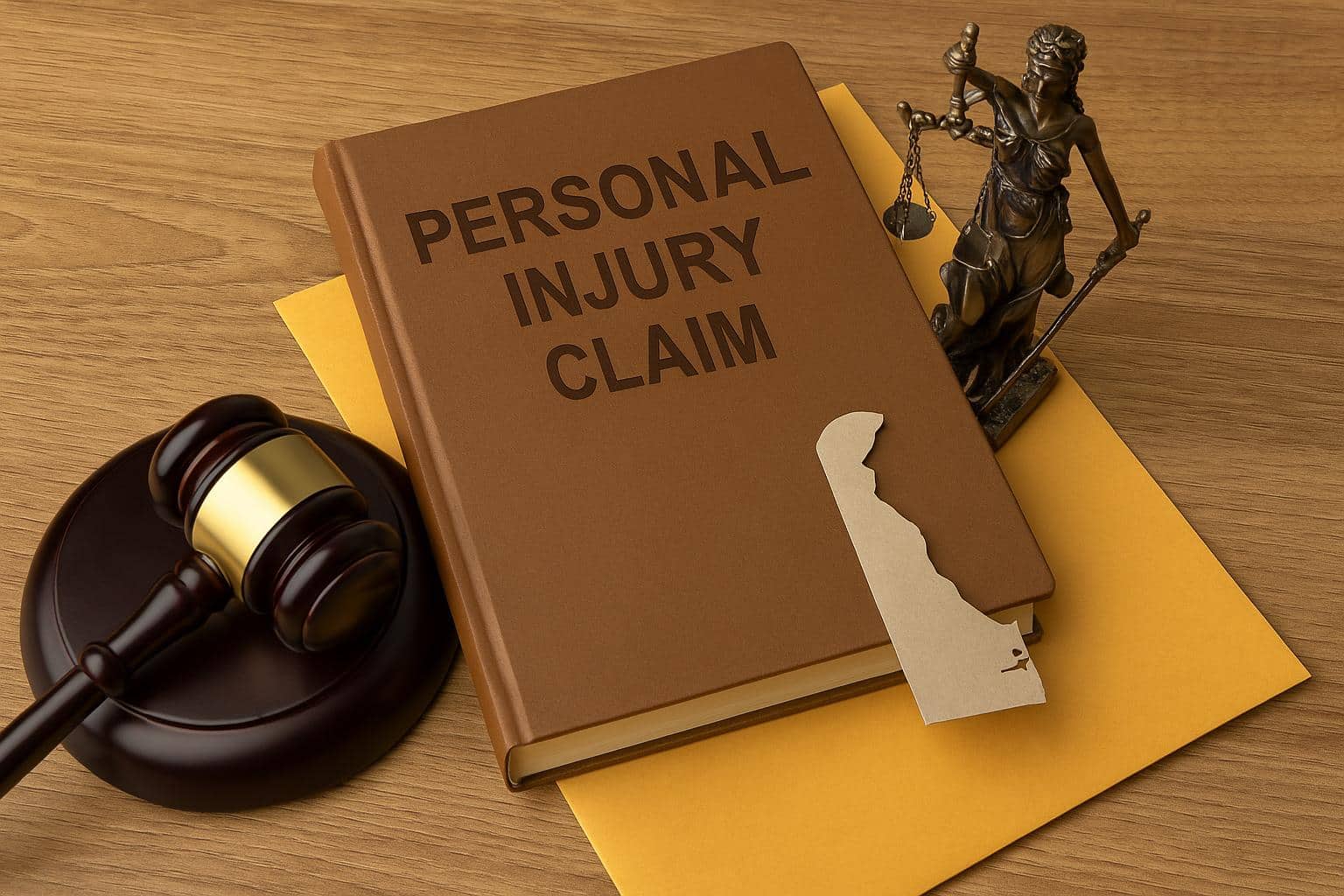Courtroom gavel and Delaware law book symbolizing personal injury claim success in Delaware