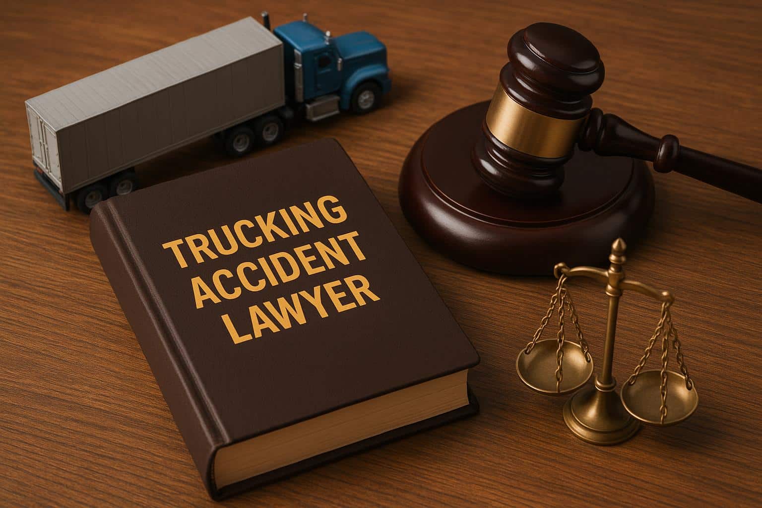 Trucking accident lawyer reviewing case files and consulting on transportation regulations