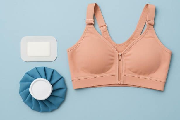 Post-surgical bra designed to support recovery and reduce swelling after lumpectomy surgery