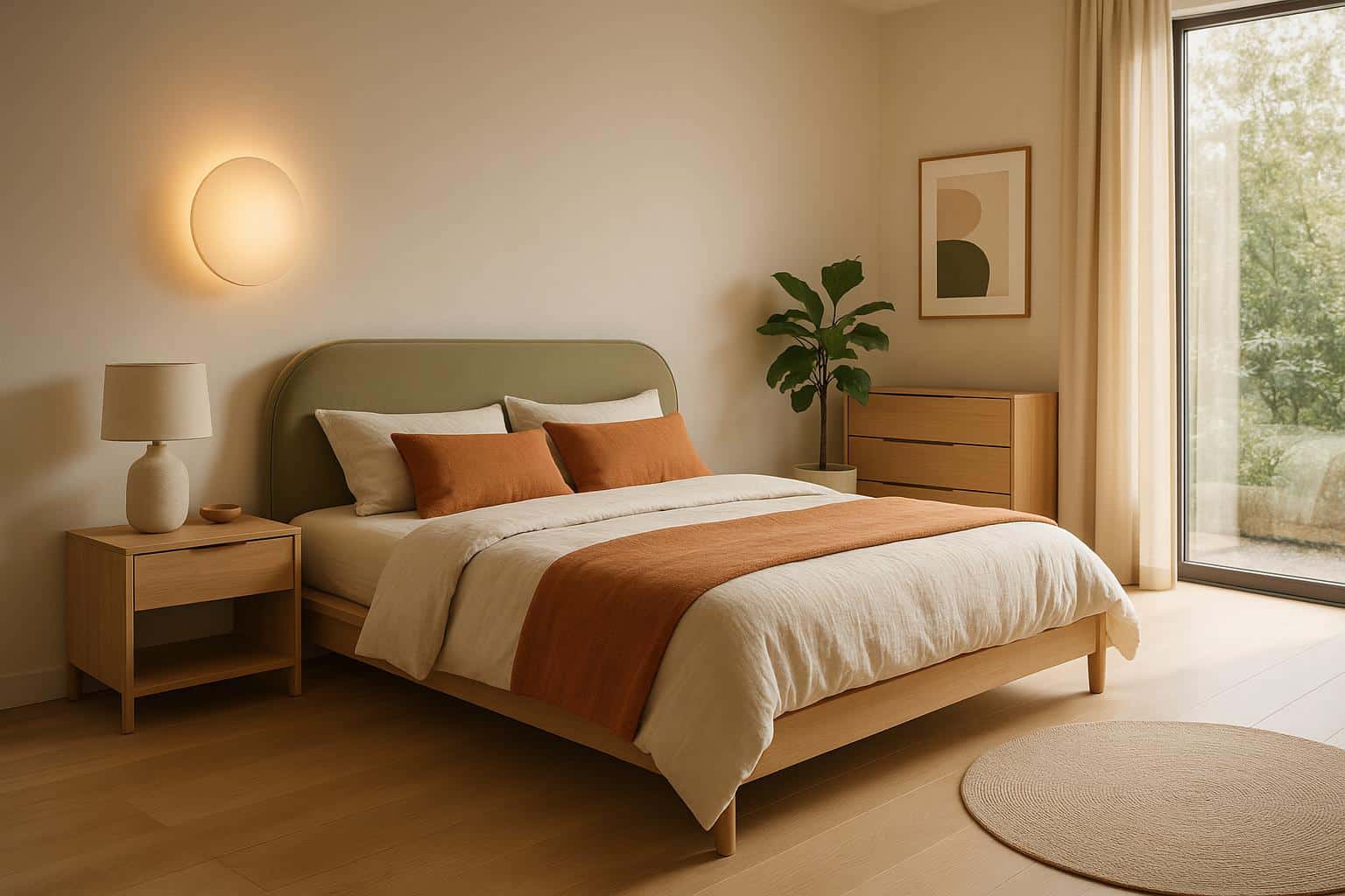 Modern bedroom with smart lighting, ergonomic furniture, and minimalist decor trends for upgrades