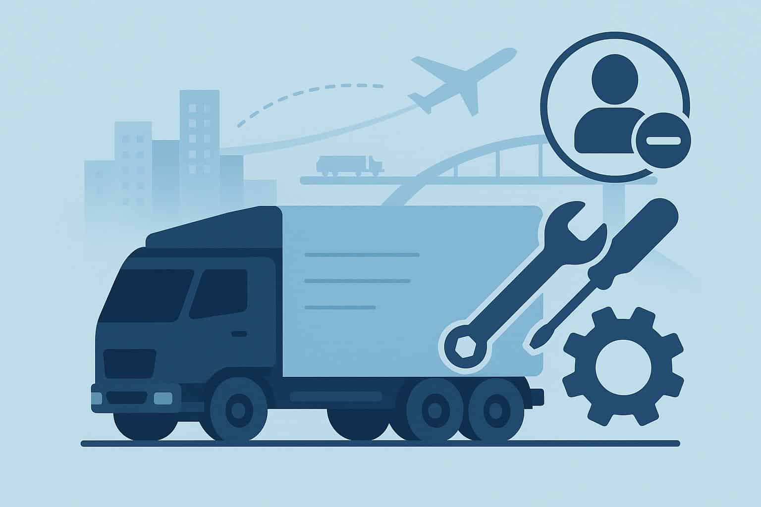 Fleet of delivery trucks parked at a logistics hub, illustrating solutions for reducing downtime