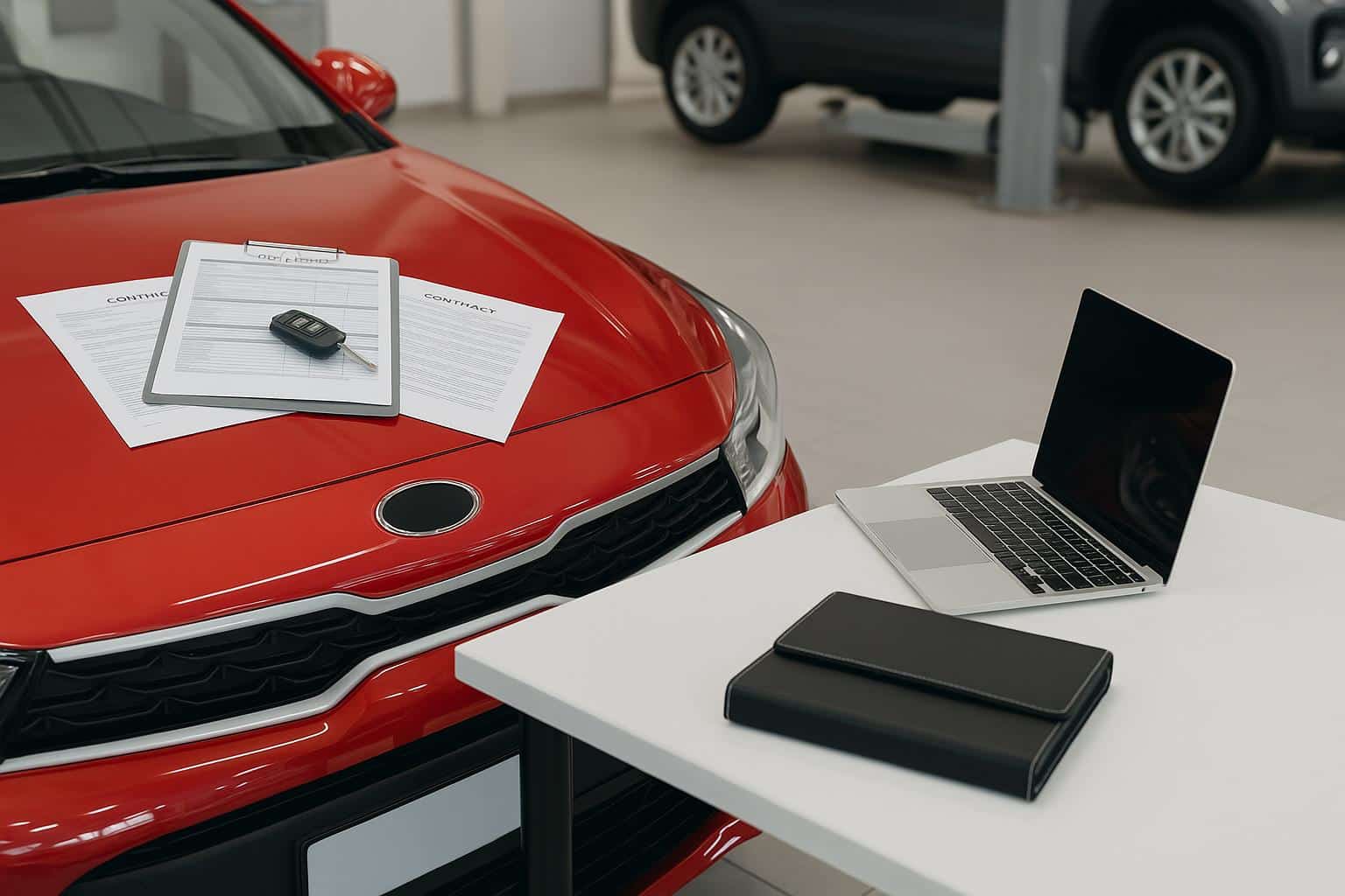 Branded automobile delivery at trusted dealership showcasing essential buyer services