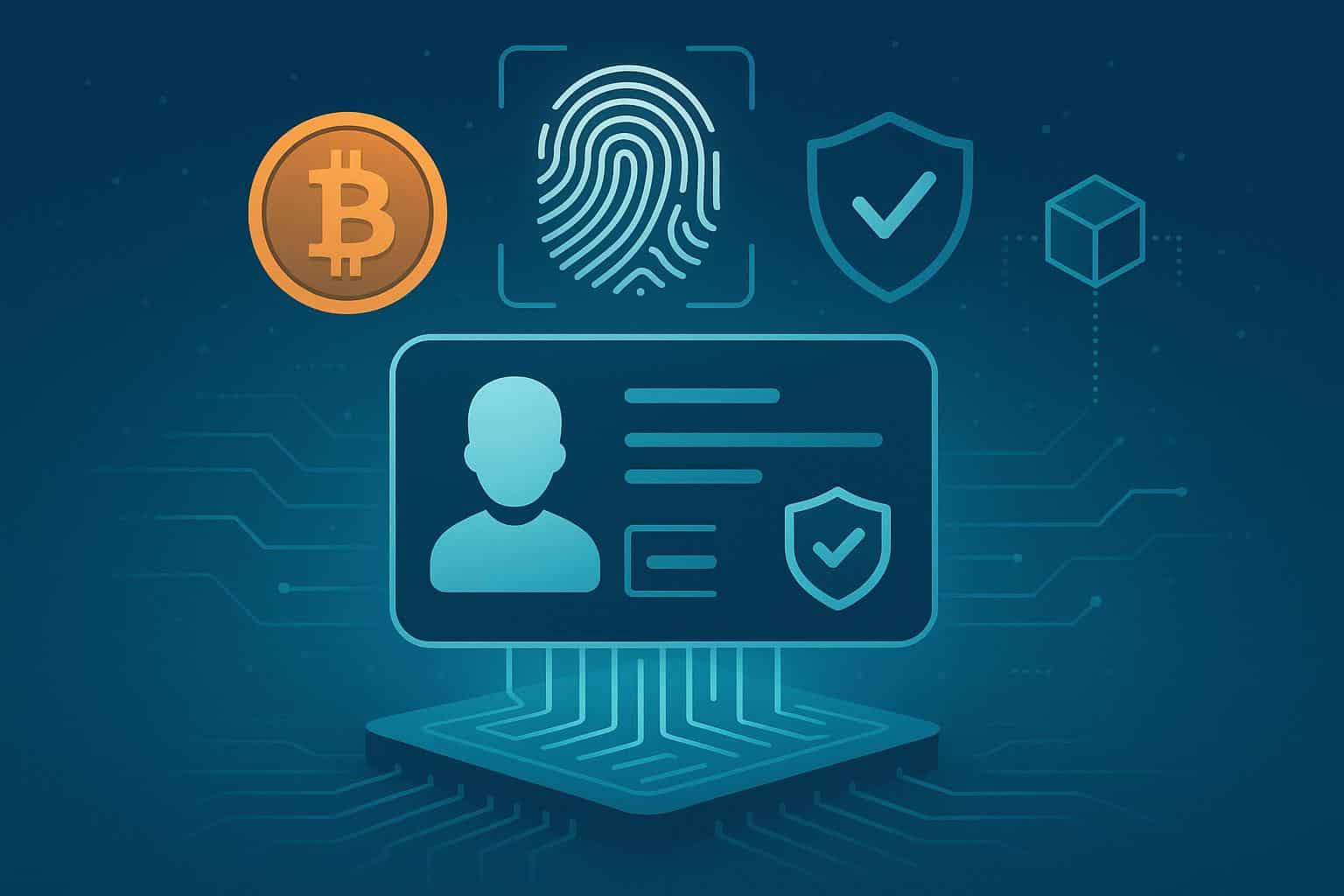 Digital blockchain network illustrating advanced crypto identity verification technology