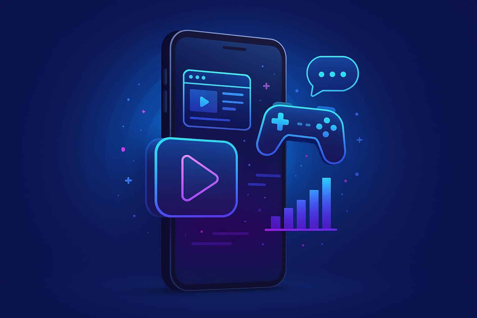 Mobile devices showcasing interactive online entertainment platforms and immersive digital experiences