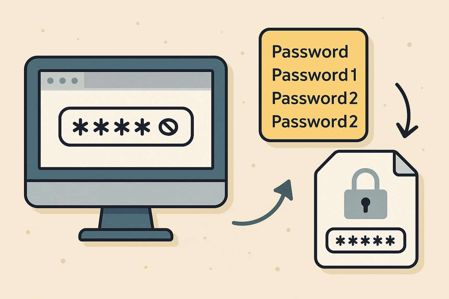 Password manager app interface displaying saved and reused passwords for multiple online accounts