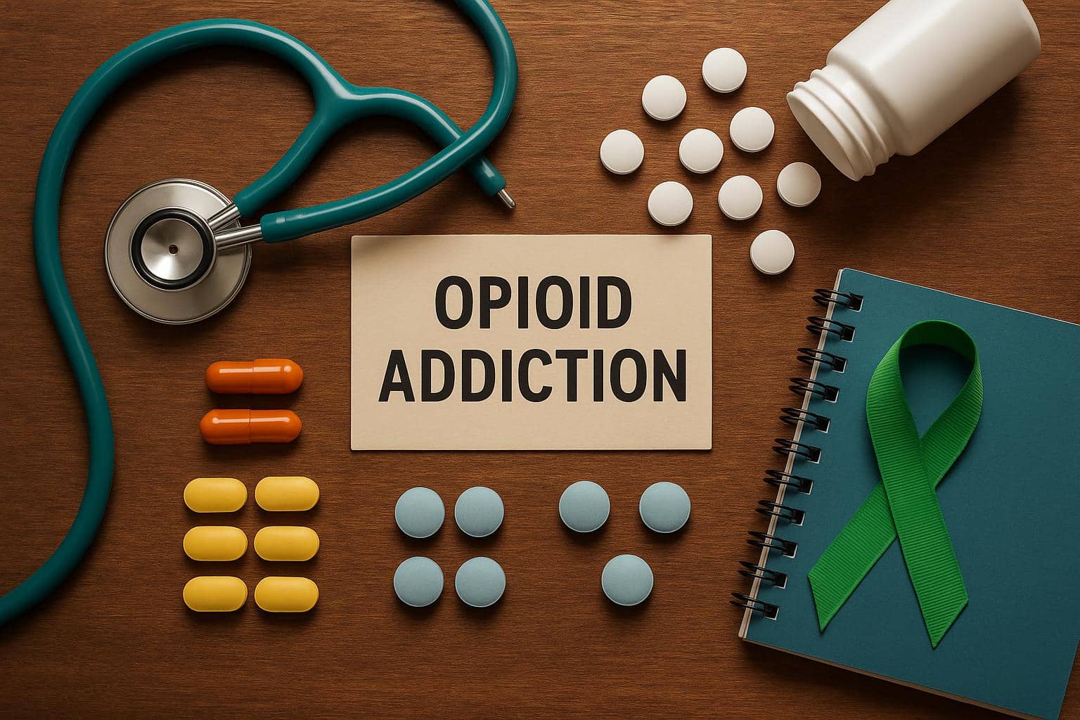 Various opioid addiction treatments including therapy, medications, and support programs