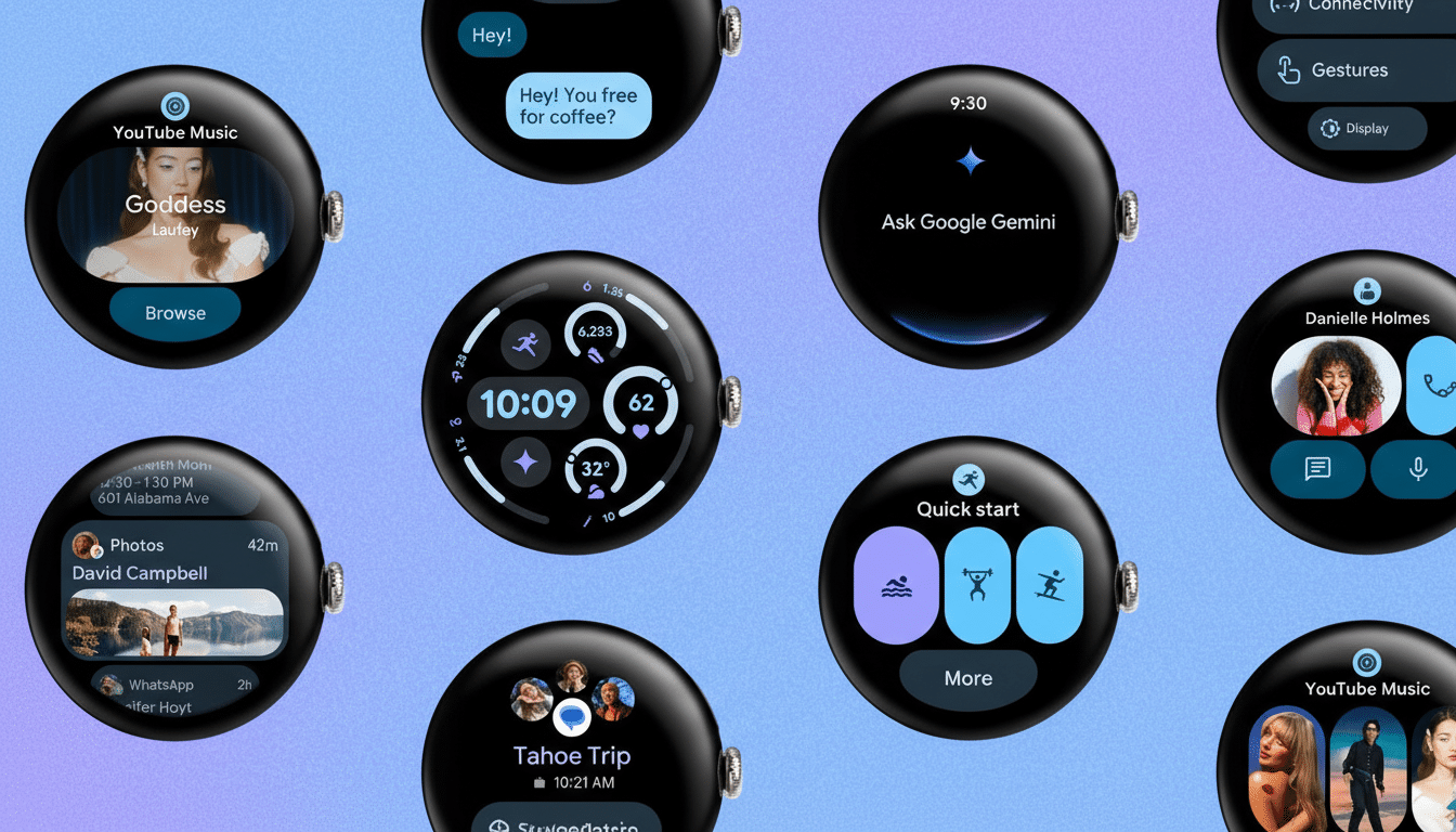 Wear OS smartwatch with Google Messages emoji reactions and mark as read feature
