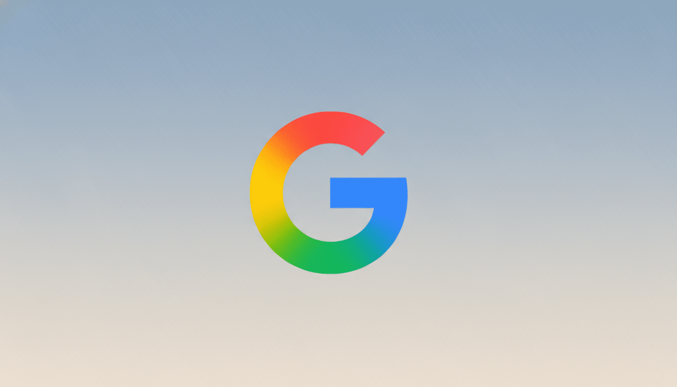 The Google G logo, in its signature red, yellow, green, and blue colors, centered on a soft, light blue and beige gradient background.