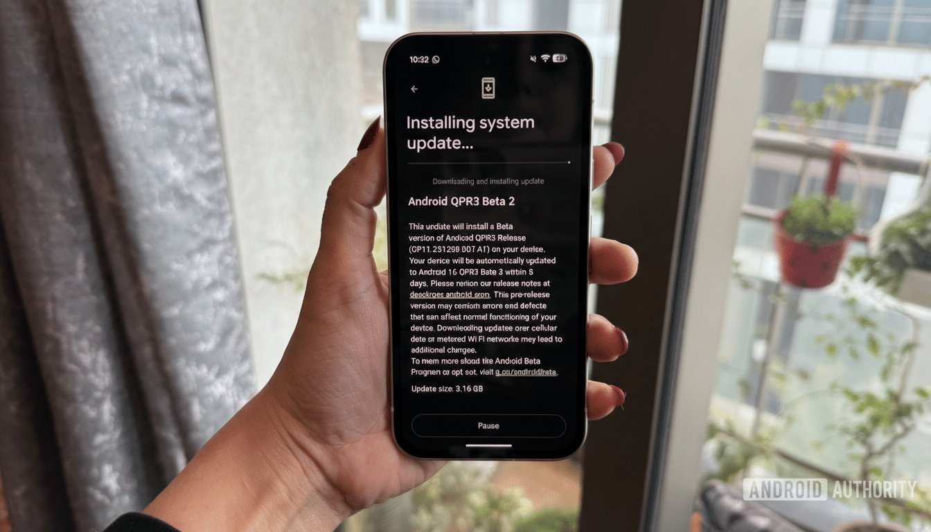 Android 16 QPR3 Beta 2 update notification on Google Pixel
