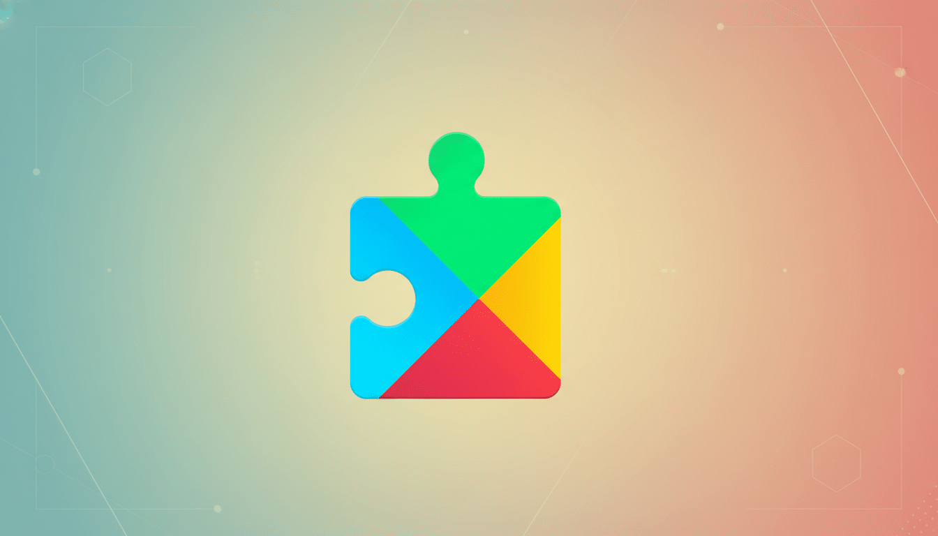 A puzzle piece icon, divided into four colored sections: green, blue, yellow, and red, centered on a professional flat design background with soft gradients and subtle geometric patterns.