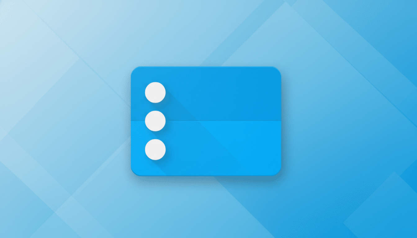 A blue rectangular icon with rounded corners, featuring three white circles vertically aligned on the left side, set against a professional light blue background with subtle geometric patterns.