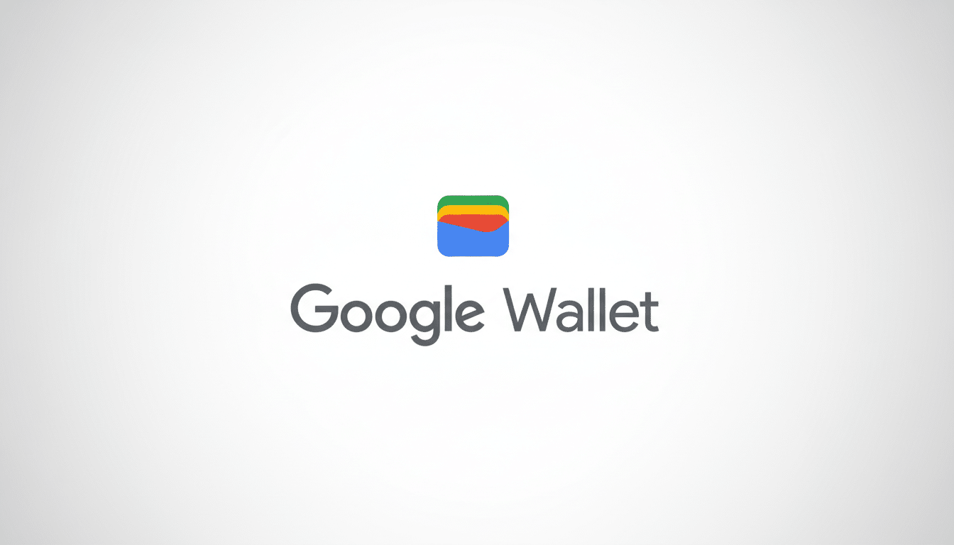 The Google Wallet logo, featuring a colorful wallet icon above the text Google Wallet, presented on a clean, professional light gray background with a subtle gradient.