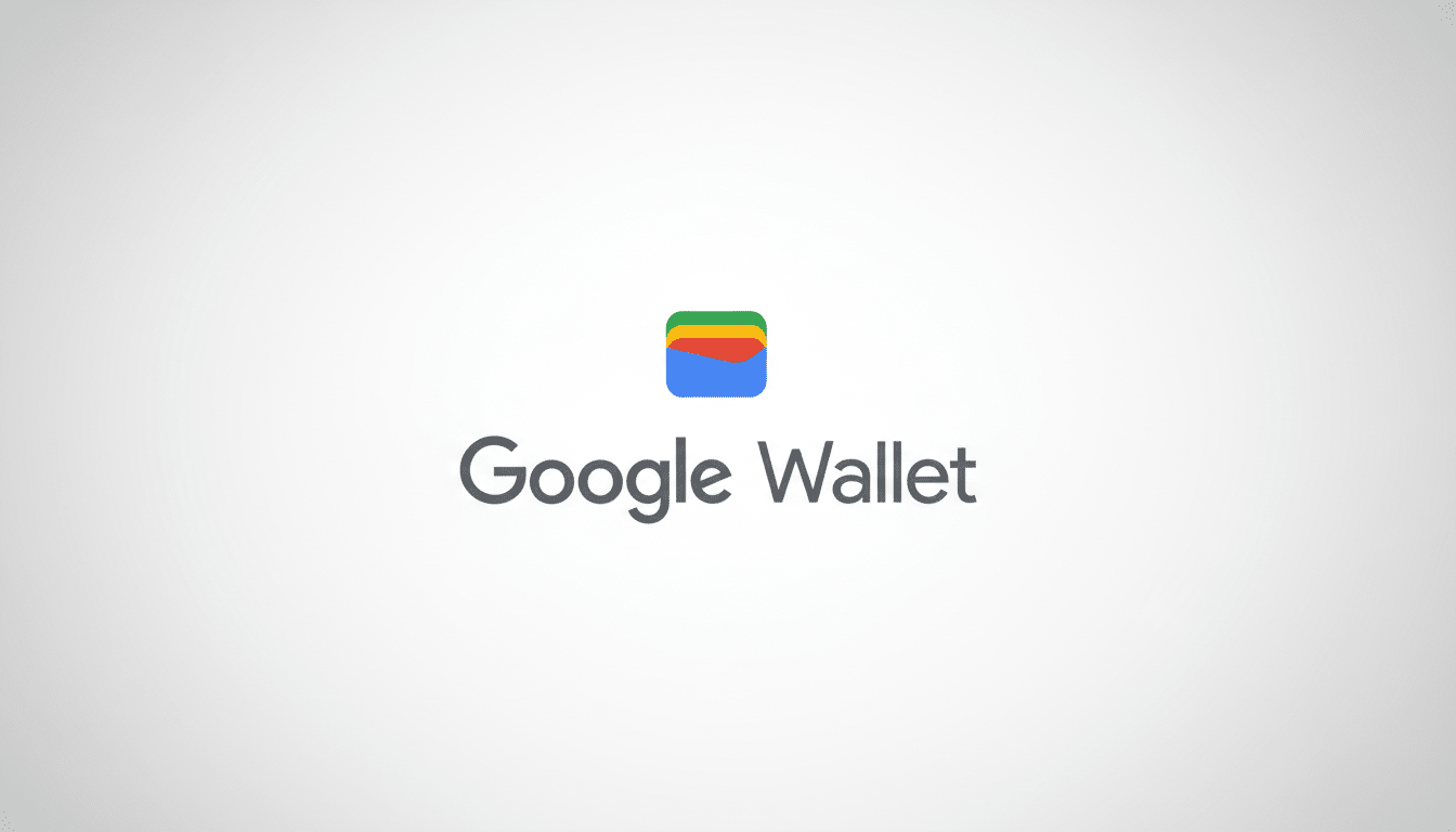 The Google Wallet logo, featuring a stylized wallet icon with colorful layers (green, yellow, red, blue) above the text Google Wallet in a professional, clean presentation with a subtle gradient background.