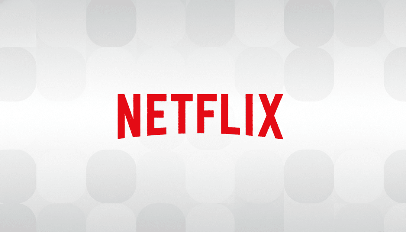 The Netflix logo in red text on a white background with a subtle gray patterned overlay.