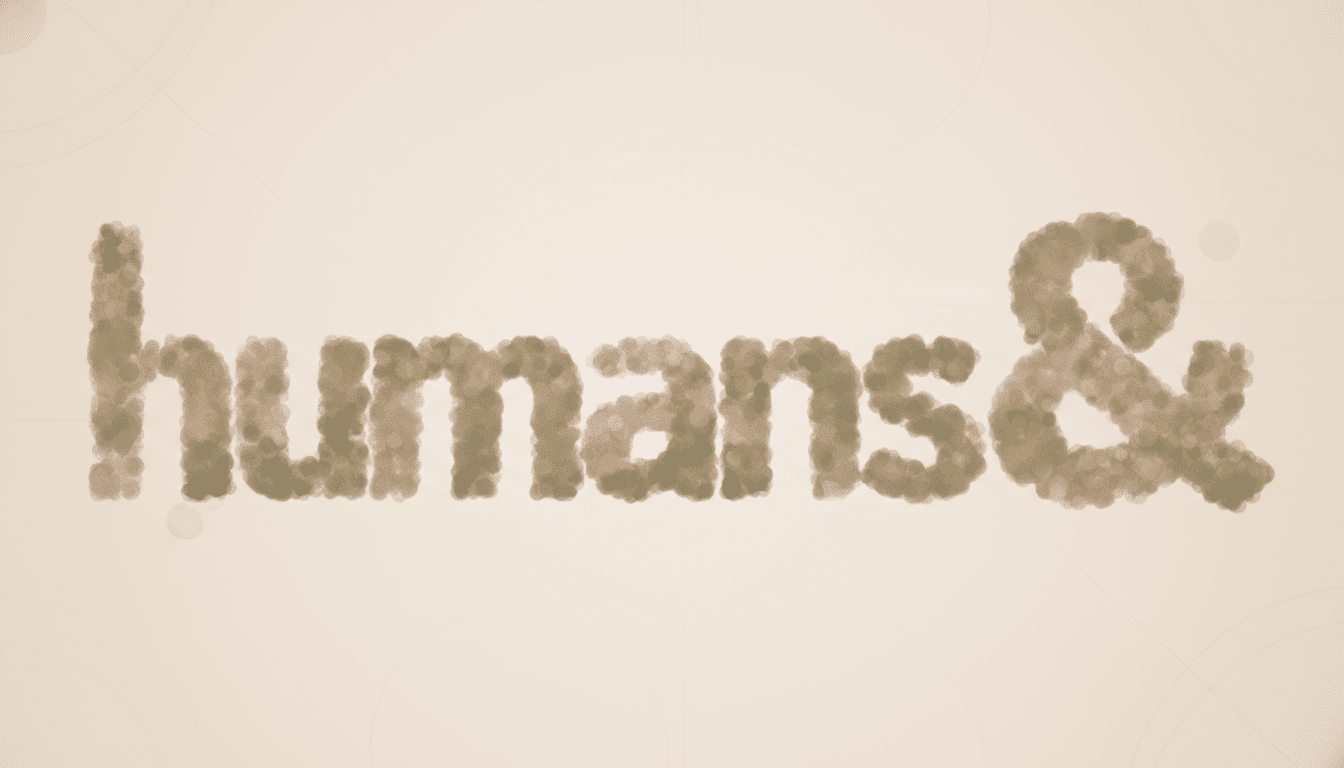 The word humans followed by an ampersand, rendered in a textured, bubbly font, set against a light, subtly patterned background.