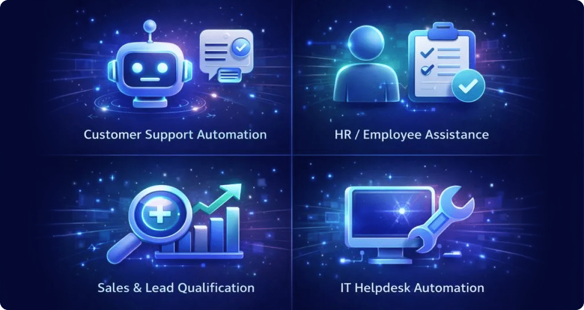 Enterprise automation use cases enabled by AI chatbot solutions