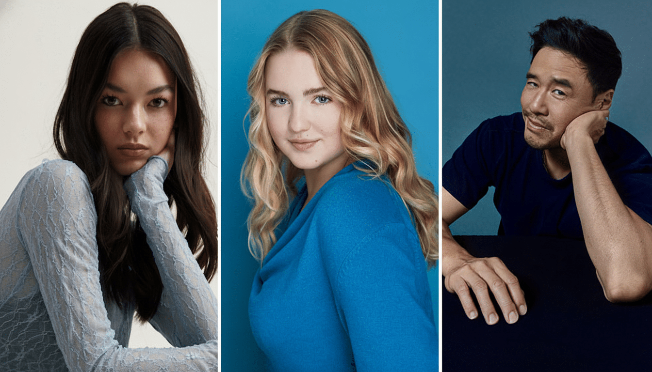 A triptych of three headshots, each featuring a person with a different background.